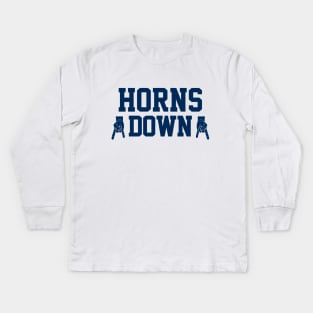 Horns Down - Gold/Navy Kids Long Sleeve T-Shirt